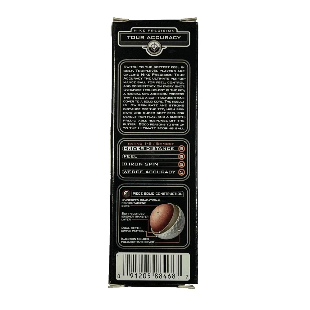 Nike Precision Tour Accuracy Golf Balls‎ 3 Pack White 3-Piece Dynafuse Sleeve
